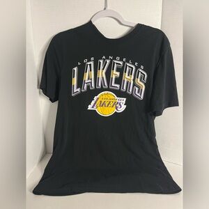 Los Angeles Lakers Shirt Mens Medium Black Purple Short Sleeve Basketball